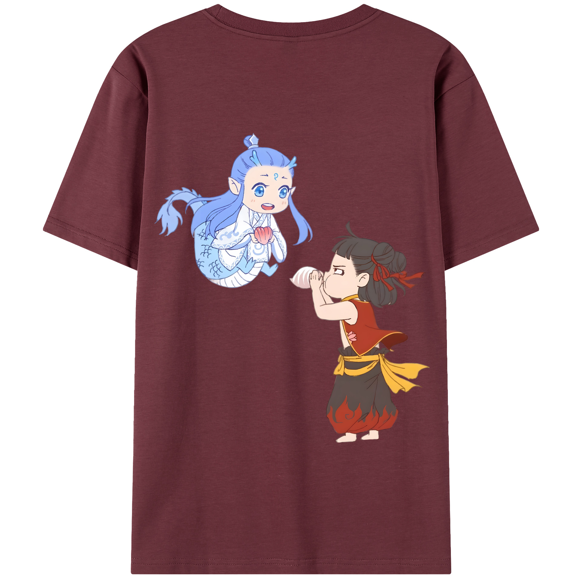 （画像用） Ne Zha 2 ナタ 魔童の大暴れ 綿100％半袖Tシャツ（背面プリント）